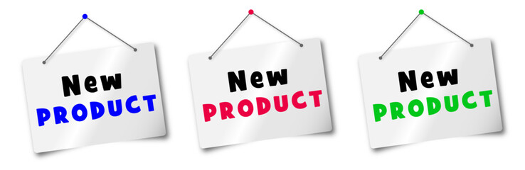 Vector Illustration Red Banner new product With megaphone. Web Element