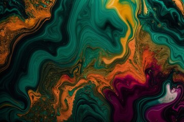 Digitally Created Liquid Paint Design green background