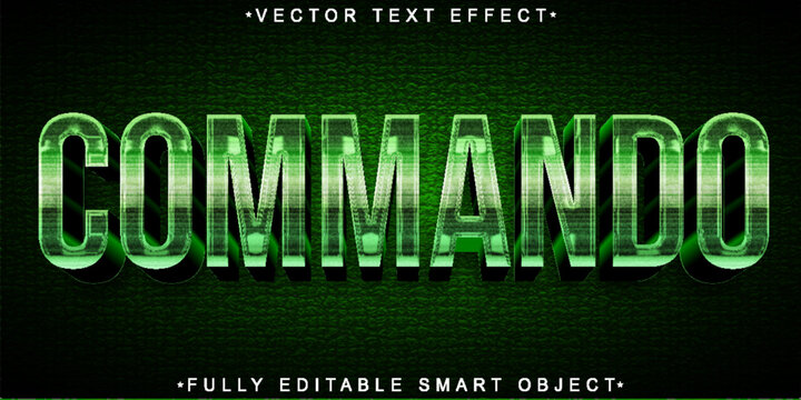 Green Army Commando Vector Fully Editable Smart Object Text Effect