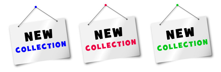 Vector Illustration Red Banner new collection With megaphone. Web Element