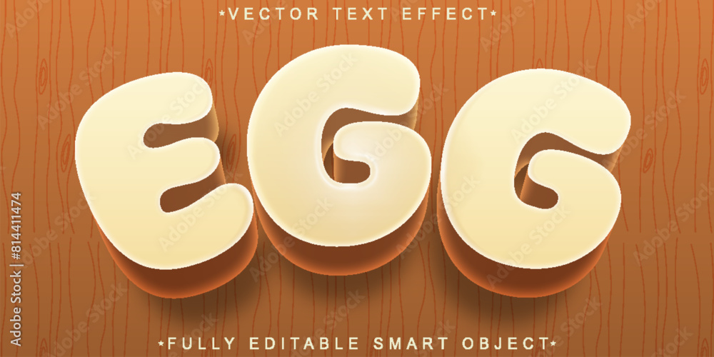 Poster cartoon cute egg cream vector fully editable smart object text effect