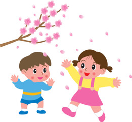 桜と子供
