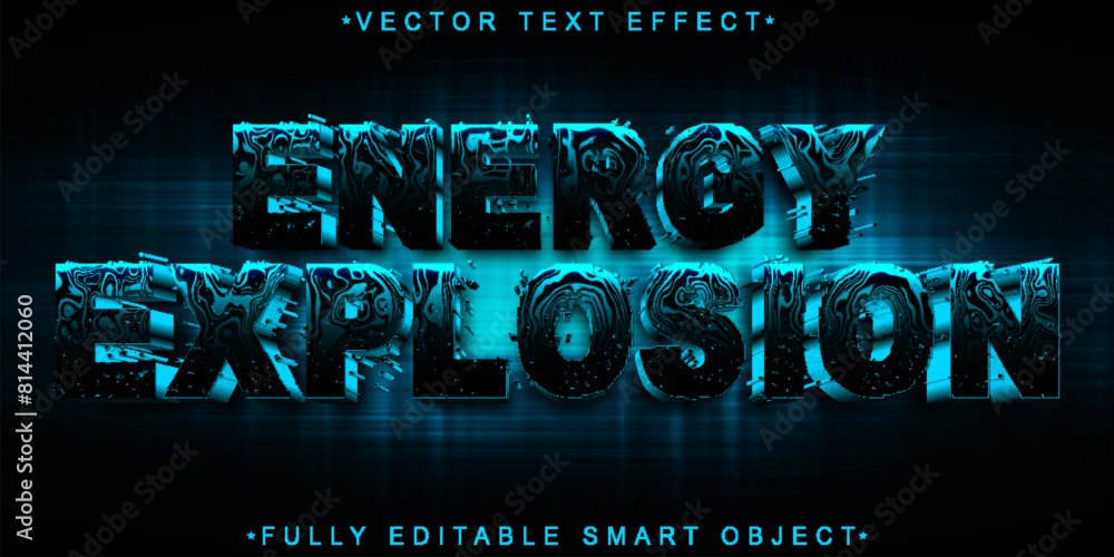 Poster blue worn energy explosion dark vector fully editable smart object text effect