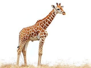 Obraz premium Majestic Giraffe Standing Tall in Serene African Savanna Landscape