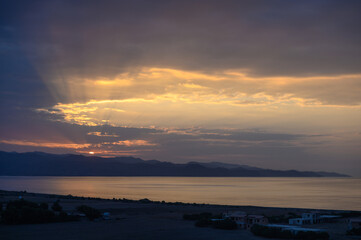 Dramatic Colorful Sunrise Sky over Mediterranean Sea.