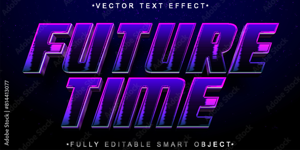 Poster shiny purple future time vector fully editable smart object text effect