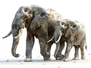 Fototapeta premium Majestic Elephant Family Herd Traversing Serene Grassland