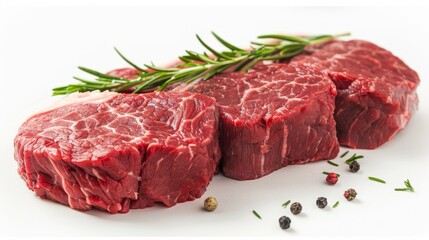 Close-up of raw sirloin, showcasing the marbling and freshness of premium beef, isolated background, perfect focus for advertising