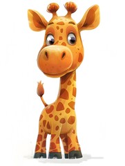 The Friendly Giraffe Character in Vibrant Cartoon Style on a Transparent Background