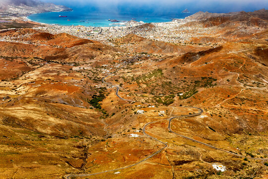 Bay and town of Mindelo, Island Sao Vicente, Cape Verde, Cabo Verde, Africa.