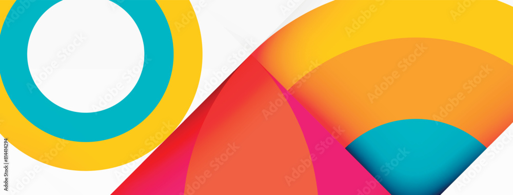 Aufkleber A vibrant blue circle and a bold red triangle are positioned next to each other on a clean white background, creating a visually striking pattern with symmetry