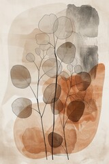 Botanical Illustration in Japandi Style for Home Decor Inspiration Generative AI
