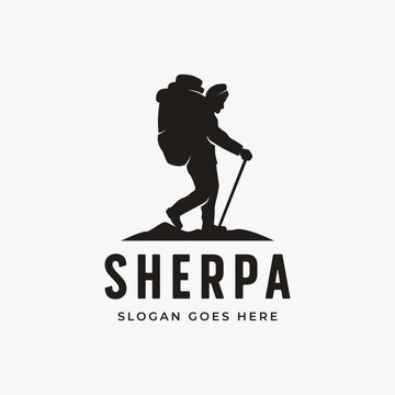 Simple silhouette Sherpa logo vector design on white background