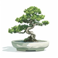 Miniature Bonsai Tree on White Background for Decor Inspiration Generative AI