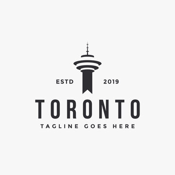 CN tower, Toronto tower logo icon vector template on white background