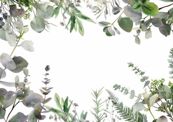 Watercolor Wedding Wreath with Herbs and Thyme Generative AI