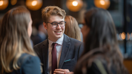Young man in suit at a formal event.