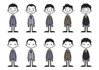 デフォルメした男性のイラストセット