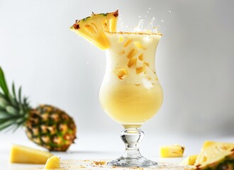 Refreshing Pineapple Smoothie Garnished With Fresh Fruit Slices on a Bright Day