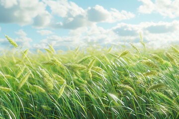 Golden Wheat Ears Dancing in the Breeze on a Sunny Day at the Fields Edge