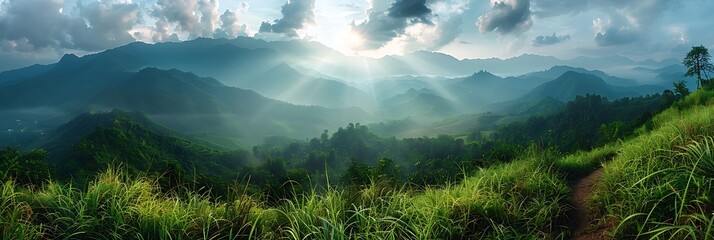 Mountain view at Chiangrai province, Thailand realistic nature and landscape