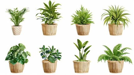 Cozy Home Decor with Popular Houseplants in Baskets Generative AI