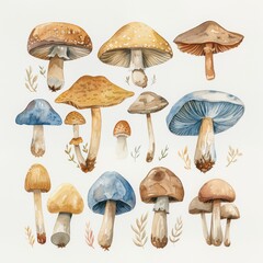 Whimsical Forest Fungi in Earthy Hues for Nature Lovers Generative AI
