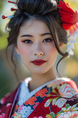 Portrait of a beautiful Japanese girl in a traditional costume. Sharp focus, high quality, 8K Ultra HD.[A-0004]