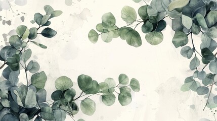 Tropical Eucalyptus Leaves on White Background for Summer Decor Generative AI