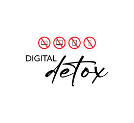 digital detox sign on white background	