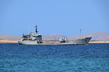 Navy Ship - water tank / coastal tank - near Moudros, Lemnos, Greece, Aegean sea