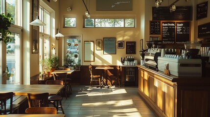 Interior of empty coffe shop