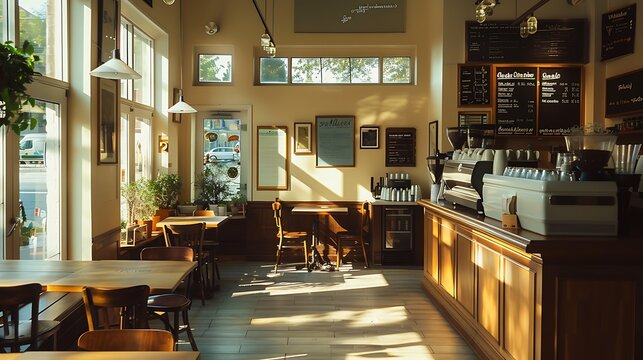 Interior of empty coffe shop