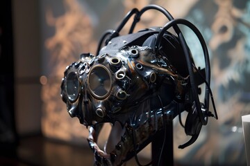 Fototapeta premium Rusty metal gears hang on a white wall, a vintage industrial remnant hinting at the power of machines