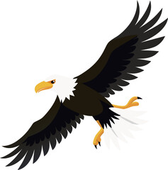 Fototapeta premium Illustration bald eagle flying flat art design