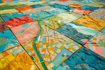 A city map with a river running through it