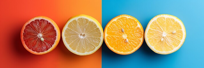 Obraz premium Citrus pair flat design front view fruit market theme water color Complementary Color Scheme,