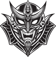 Spartan mask. Black and white illustration isolated on white background