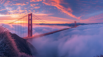 Golden Gate Bridge, San Francisco Golden gate bridge with foggy surrounded