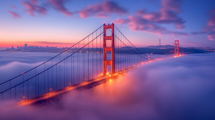 Fototapeta premium Golden Gate Bridge, San Francisco Golden gate bridge with foggy surrounded