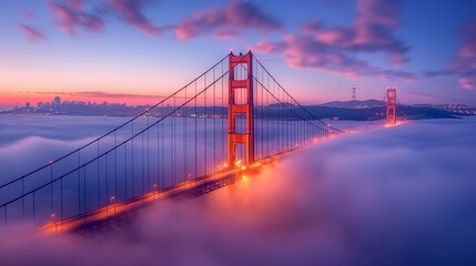 Golden Gate Bridge, San Francisco Golden gate bridge with foggy surrounded