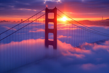 Golden Gate Bridge, San Francisco Golden gate bridge with foggy surrounded