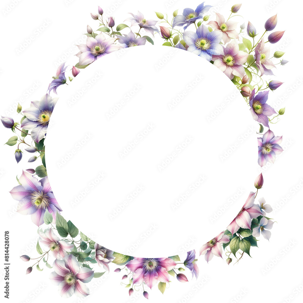 Wall mural clematis frame border