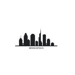 Naklejka premium Minneapolis, USA city skyline and cityscape logo. Panorama, US Minnesota black state icon, abstract landmarks, skyscraper, buildings. United States of America isolated graphic, vector flat
