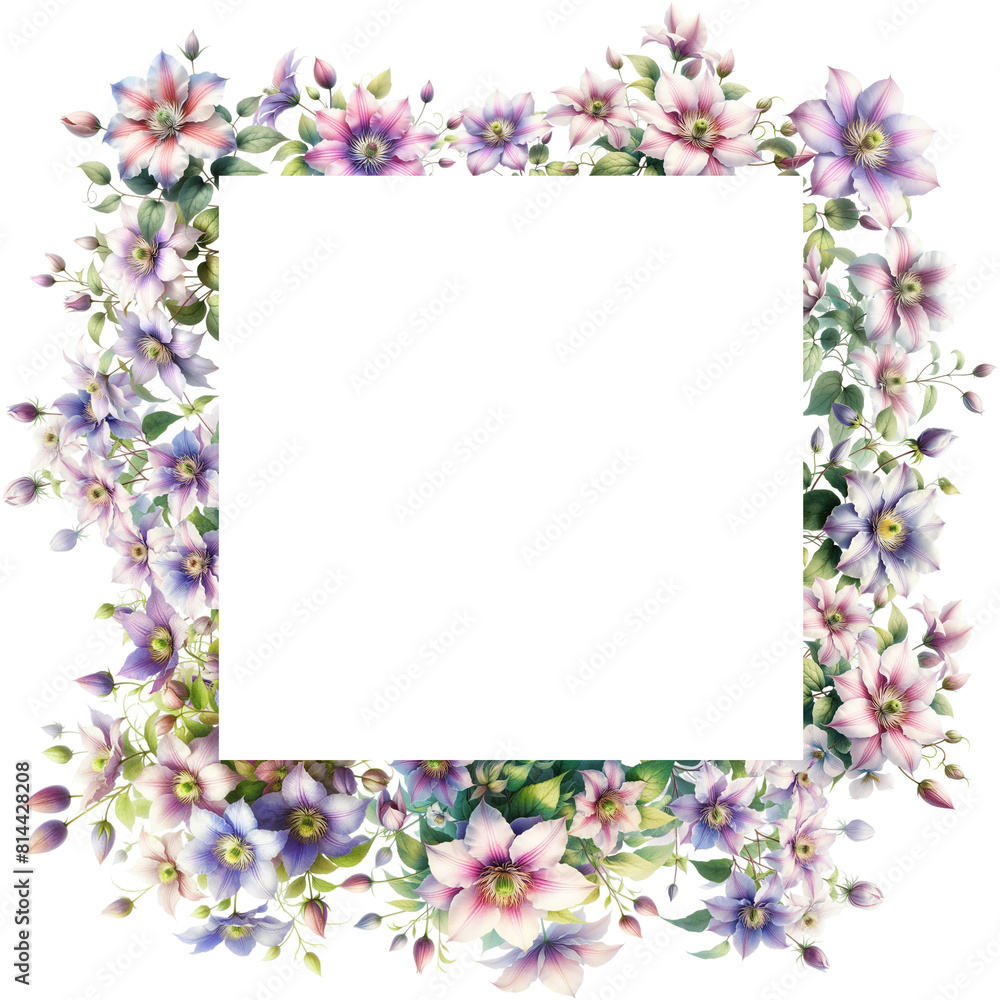 Wall mural clematis frame border