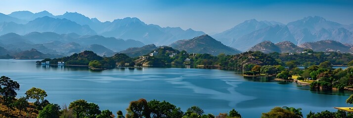 Mountain views around Udaipur, India realistic nature and landscape