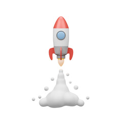 rocket launch, 3D illustration, not AI generated, transparent background