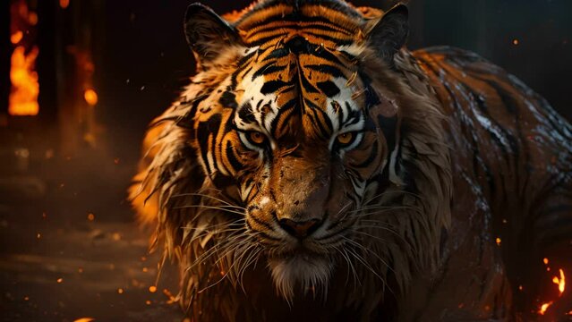 Close up of face realistic tiger