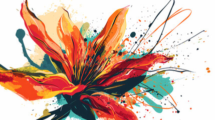 Line art flowers hand drawn illustration poster decorative painting