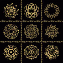 Beautiful Mandalas Collections, Circular pattern in form of mandala for Henna, Mehndi, tattoo, decoration. Decorative ornament in ethnic oriental style. Coloring book page.